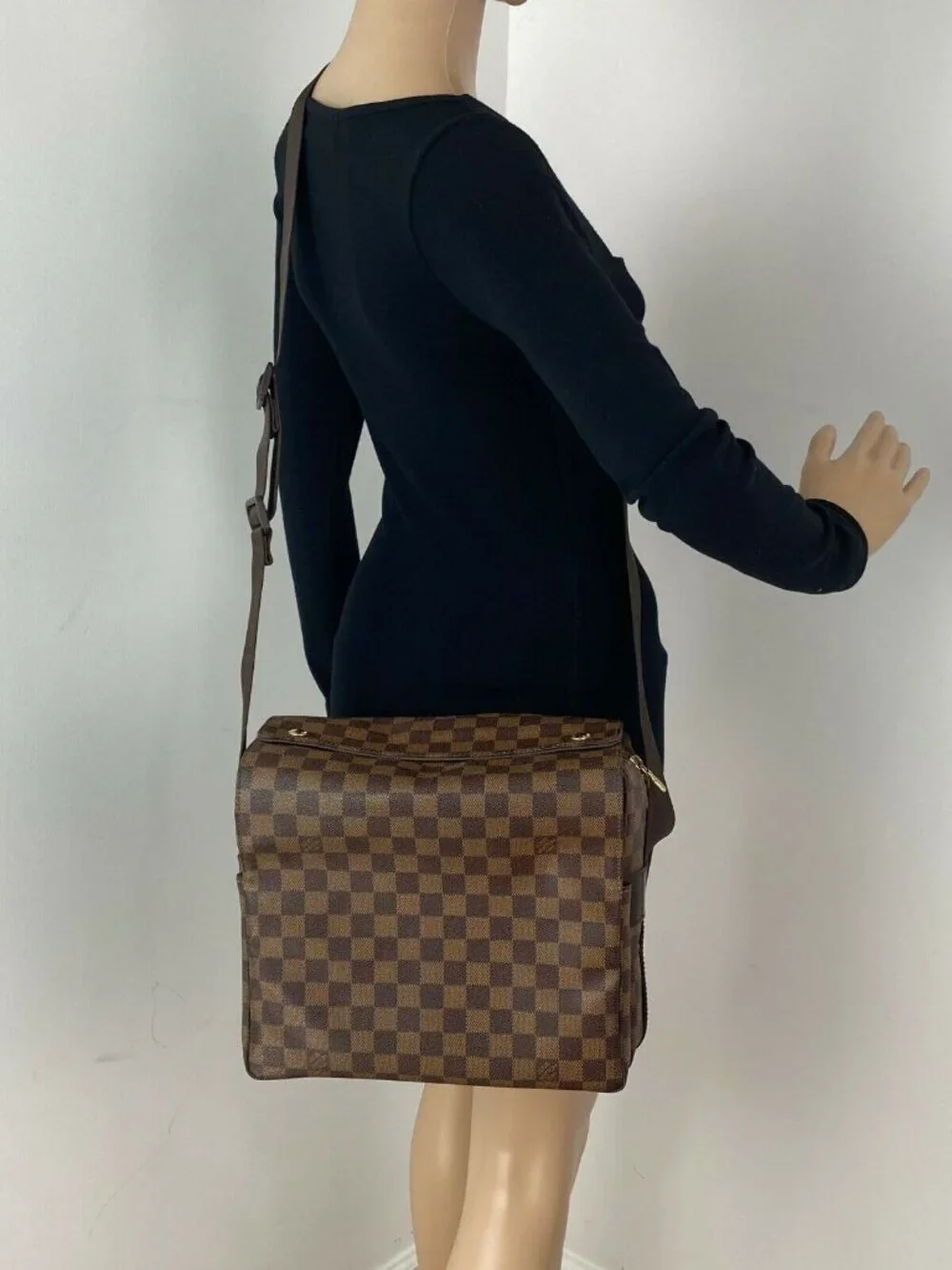 Louis Vuitton Bag Damier Ebene Canvas Naviglio Shoulder Messenger Bag
